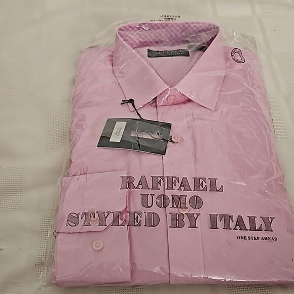 Raffael Uomo Men's Button-Down Long Sleeves Shirt Medium Pink - Picture 11 of 16